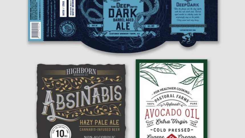 Prim-plan cu eticheta unei sticle de vin Chardonnay "Amaret Private Label Nº55", anul 2008. Eticheta este elegantă, într-un stil minimalist.