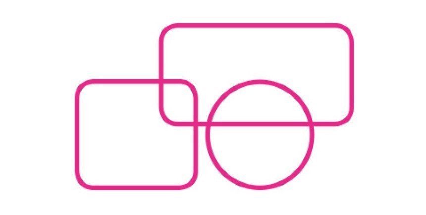 Contururi roz suprapuse ale unui pătrat, unui dreptunghi și unui cerc.