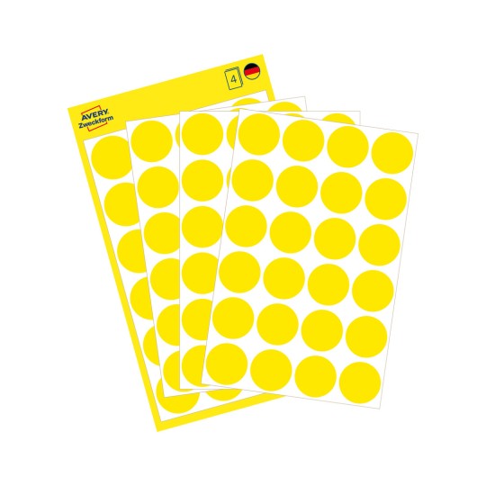 Imagine pachet cu foaie de etichete: puncte de marcare Avery Zweckform, articol: 3007, format: ⌀ 18 mm, conținut: 96 puncte de marcare / 4 foi, 24 puncte de marcare/foaie.