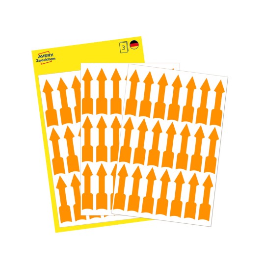 Ilustrație de ambalaj cu foaie de etichete: Etichete Avery Zweckform în formate speciale, Articol: 3008, Format: 39 x 9 mm, Conținut: 63 de etichete / 3 foi, 21 de etichete/foaie.