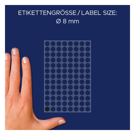 Comparare de dimensiuni cu mână, articol: 3009, o foaie de puncte de marcare, format: ⌀ 8 mm, culoare: negru.