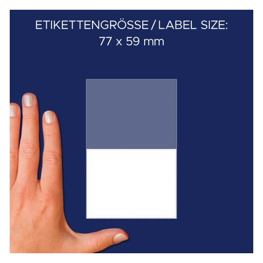Comparație cu mâna, Articol: 3046, o foaie de etichete multifuncționale, Format: 77 x 59 mm, Culoare: Alb?