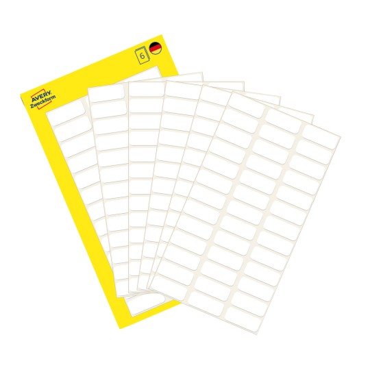 Imaginea pachetului cu foaie de etichete: Etichete multifuncționale Avery Zweckform, Articol: 3073, Format: 20 x 8 mm, Conținut: 234 etichete / 6 foi, 39 etichete/foaie?