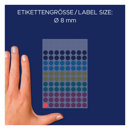 Comparare cu mâna, articol: 3090, o foaie cu puncte de marcare, format: ⌀ 8 mm, culoare: multicolor?