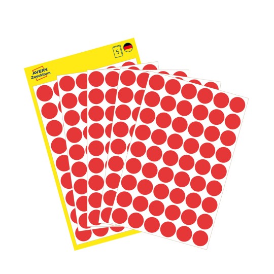 Imagine de ambalaj cu foi de etichete: Puncte de marcare Avery Zweckform, Articol: 3141, Format: ⌀ 12 mm, Conținut: 270 puncte de marcare / 5 foi, 54 puncte de marcare/foaie?