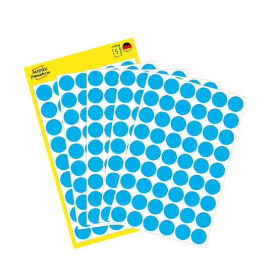 Imaginea ambalajului cu foaie de etichete: Avery Zweckform puncte de marcare, articol: 3142, format: ⌀ 12 mm, conținut: 270 puncte de marcare / 5 foi, 54 puncte de marcare/foaie?