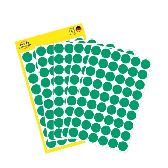 Imagine pachet cu foaie de etichete: Puncte de marcare Avery Zweckform, Articol: 3143, Format: ⌀ 12 mm, Conținut: 270 puncte de marcare / 5 foi, 54 puncte de marcare/foaie.