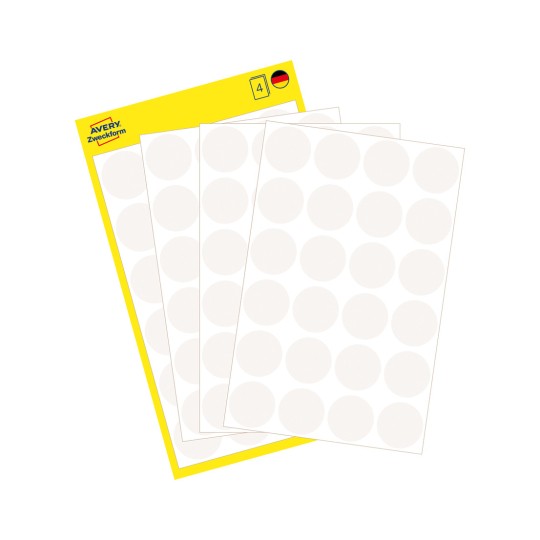 Imagine pachet cu set etichete: Puncte de marcare Avery Zweckform, Articol: 3170, Format: ⌀ 18 mm, Conținut: 96 Puncte de marcare / 4 coli, 24 Puncte de marcare/col.
