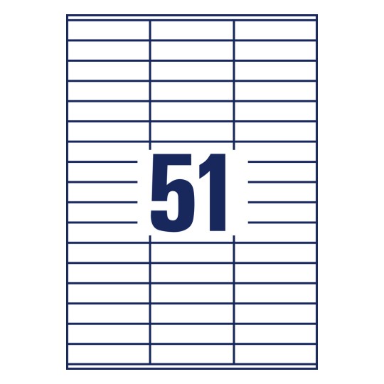 Desen de perforare a unei coli A4, Articol: 3420, Etichete universale, Format: 70 x 16,9 mm, 51 etichete/coală?