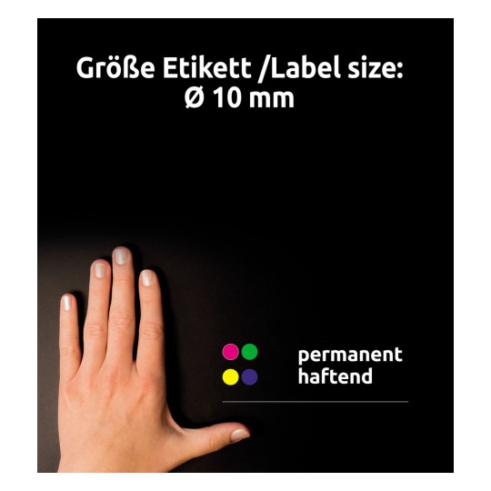 Comparare cu mâna, articol: 3853, o foaie de puncte de marcare, format: ⌀ 10 mm, culoare: albastru?