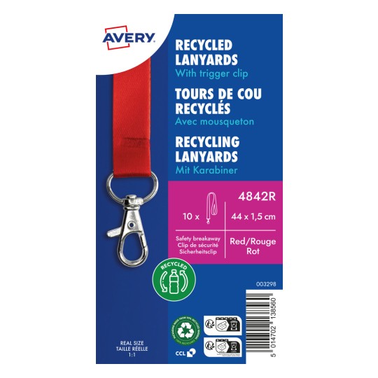 Imagine produs: Avery Zweckform, Articol: 4842R, Lanyard, 15 x 440 mm, Ambalaj mic, 10 bucăți.