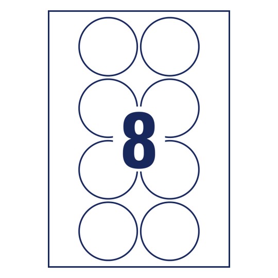 Desen de perforație, foaie individuală A4, Articol: 6228REV-10, etichete rotunde, detașabile, format: ⌀ 69 mm, 8 etichete/foaie?