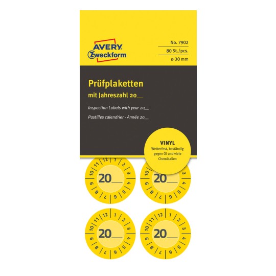 Imagine pachet: Abțibilduri de verificare non A4 Avery Zweckform, Articol: 7902, Format: ⌀ 30 mm, Conținut: 80 de abțibilduri de verificare / 10 coli, 8 abțibilduri de verificare/coală?