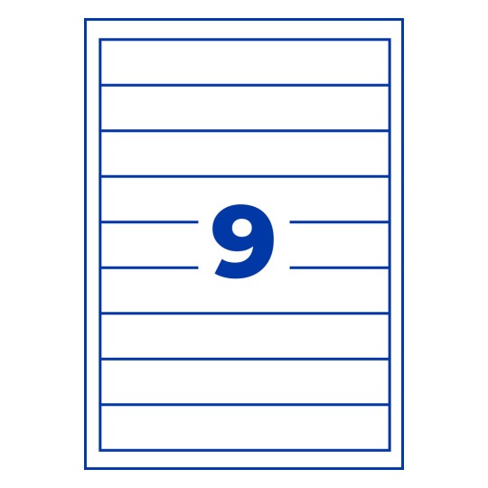 Desen de perforare coală individuală A4, Articol: C32266-25, Etichete de inserție pentru dosare, Format: 30 x 190 mm, 9 bucăți/coală?