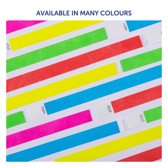 Imaginea prezintă o varietate de fâșii de hârtie colorate, aranjate în linii diagonale, afișând culori vibrante diferite, și include o notă că sunt disponibile în multe culori.