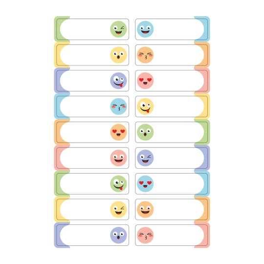 Imaginea prezintă o rețea de fețe emoji care afișează diverse emoții, cu spații libere pentru text sau etichete sub fiecare emoji.