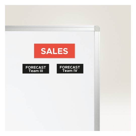 Imaginea prezintă un panou de vânzări cu eticheta proeminentă 'SALES' și două secțiuni etichetate 'FORECAST Team III' și 'FORECAST Team IV'.