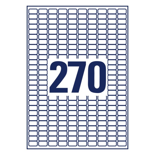 Desen de ștanțare foaie individuală A4, articol: L4730REV-10, etichete, detașabile, birou acasă, pachet mic, format: 17,8 x 10 mm, 270 etichete/foaie.