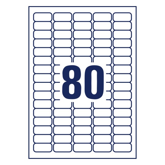 Desen de ștanțare coală individuală A4, Articol: L4732REV-10, Etichete, detașabile, Birou de acasă, Pachet mic, Format: 35,6 x 16,9 mm, 80 etichete/coală.
