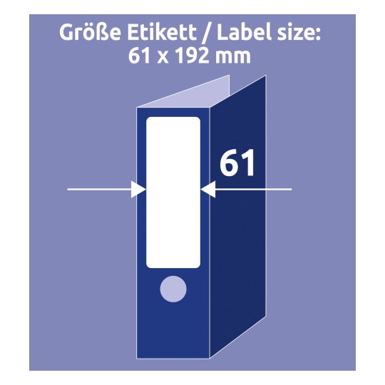 Comparare cu mână, articol: L4761-25, un set de etichete pentru dosar, format: 61 x 192 mm, culoare: alb?
