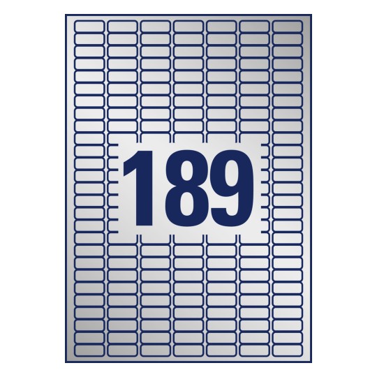 Desen de perforare foaie individuală A4, Articol: L6008-20, Etichete pentru plăcuțe de identificare, Format: 25,4 x 10 mm, 189 etichete/foaie?