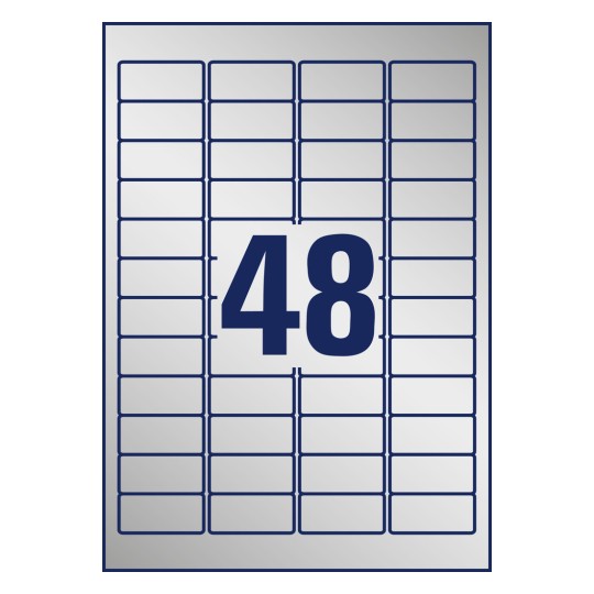 Desen de ștanțare foaie individuală A4, Articol: L6009-8, etichete pentru plăcuțe de identificare, Format: 45,7 x 21,2 mm, 48 etichete/foaie.