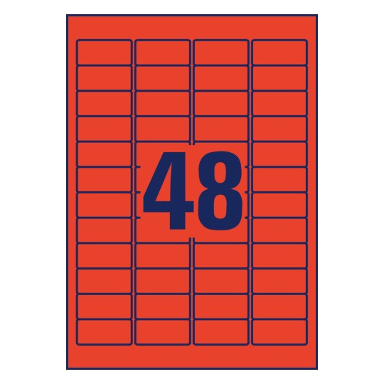 Desen ștanțare foaie individuală A4, Articol: L6038-20, Etichete colorate, detașabile, Format: 45,7 x 21,2 mm, 48 etichete/foaie?