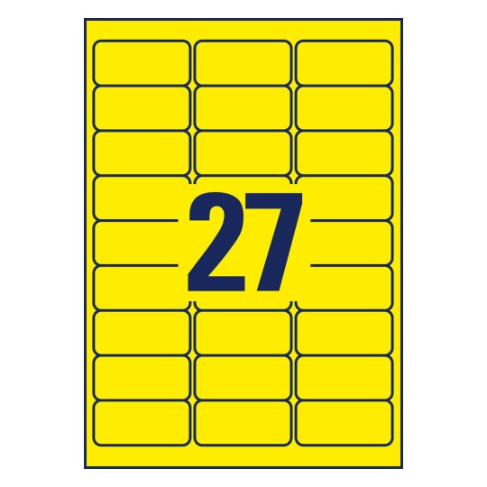 Desen de ștanțare foaie unică A4, Articol: L6105-20, Etichete din folie rezistente la intemperii, Format: 63,5 x 29,6 mm, 27 etichete/foaie.