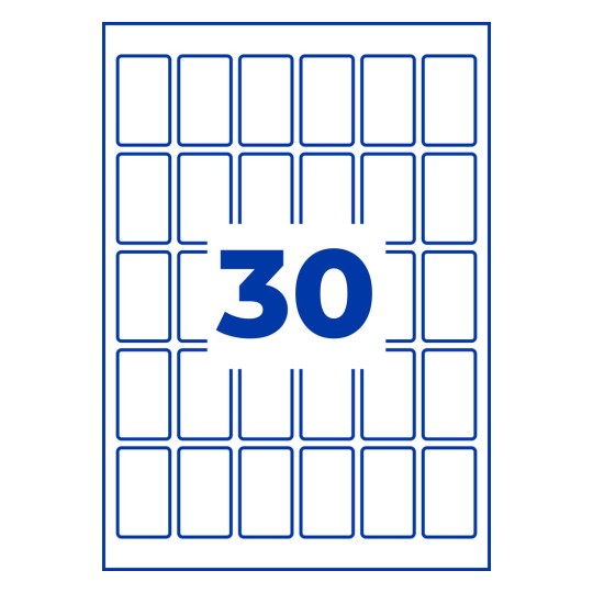 Poster alb cu o grilă conturată în albastru de dreptunghiuri cu colțuri rotunjite și un număr albastru mare 30 centrat?