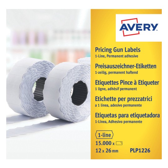 Imagine pachet: Avery Zweckform Etichete, Articol: PLP1226, Format: 26 x 12 mm, Conținut: 15.000 etichete / 10 role, 1.500 etichete/rolă.