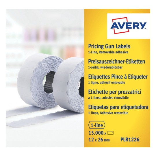 Imagine pachet: Etichete Avery Zweckform, Articol: PLR1226, Format: 26 x 12 mm, Conținut: 15.000 etichete / 10 role, 1.500 etichete/rolă.