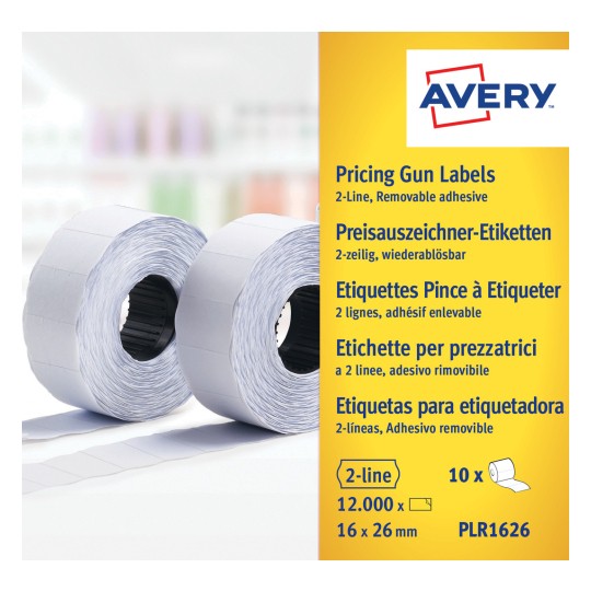 Imaginea ambalajului: Etichete Avery Zweckform, Articol: PLR1626, Format: 26 x 16 mm, Conținut: 12.000 etichete / 10 role, 1.200 etichete/rolă