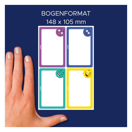 Comparație cu mână, articol: SCHOOL8S, o coală de etichete de cărți, format: 48 x 70 mm, culoare: ?