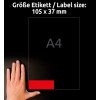 Comparare de dimensiuni cu mâna, articol: 3452, o coală de etichete colorate, format: 105 x 37 mm, culoare: roșu?