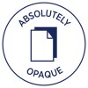 Imaginea prezintă un grafic care afișează cuvântul „ABSOLUTELY” în partea de sus și „OPAQUE” în partea de jos, înconjurând o ilustrație simplă a două foi de hârtie suprapuse, cu un colț îndoit.