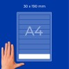 Mână lângă o diagramă pe o coală A4 albastră cu linii orizontale și textul „30 x 190 mm”?