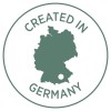 Imaginea prezintă un logo circular cu o siluetă a Germaniei și textul 'CREATED IN GERMANY' în jurul acestuia, indicând originea sau fabricația.