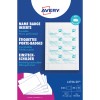 Ambalaj pentru inserții de ecusoane Avery cu foaie de ecusoane exemplu și detalii despre produs?