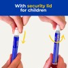 Hands removing and twisting a white child-resistant cap from a blue Avery glue pen