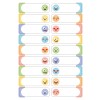 Imaginea prezintă o rețea de fețe emoji care afișează diverse emoții, cu spații libere pentru text sau etichete sub fiecare emoji.