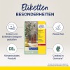 Imaginea prezintă un produs de la Avery Zweckform care afișează etichete transparente. Pune în evidență caracteristici precum designul ușor cu un designer de etichete, rezistența la apă și faptul că este neutru din punct de vedere climatic, împreună cu mențiunea că este creat în Germania.