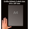 Comparare de dimensiuni cu mână, Articol: J8567-25, o coală de etichete de expediere, Format: 210 x 297 mm, Culoare: Transparent?