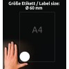 Comparare de dimensiune cu mâna, Articol: L3416-100, o coală de etichete rotunde, Format: ⌀ 60 mm, Culoare: Alb?