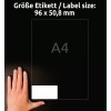 Comparație de dimensiune cu mâna, articol: L4744REV-25, o coală de etichete universale, detașabile, format: 96 x 50,8 mm, culoare: alb?
