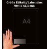 Compararea dimensiunilor cu mâna, Articol: L4772-25, o foaie cu etichete de adrese, Format: 99,1 x 42,3 mm, Culoare: Transparent?