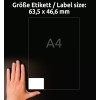 Comparație de dimensiuni cu mâna, articol: L6025REV-25, o foaie de etichete universale, detașabile, format: 63,5 x 46,6 mm, culoare: alb?