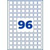 Grilă conturată cu albastru, formată din pătrățele mici, cu numărul mare albastru 96 centrat?