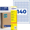 Pachet de etichete multifuncționale Avery Ultragrip care prezintă 140 de etichete mici pătrate și o cutie de carton?