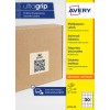 O cutie de carton cu o etichetă pătrată cu cod QR și bara laterală a ambalajului etichetelor Avery UltraGrip?