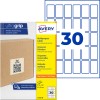 Pachet de etichete Avery multifuncționale care prezintă 30 de etichete mici dreptunghiulare și ambalaj?